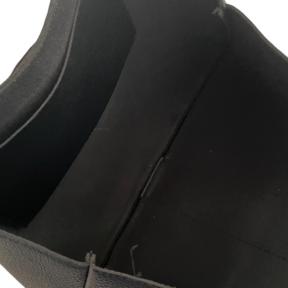 Vince Camuto Black Leather Luck Tote Bag Gray Stripe - Picture 3 of 10